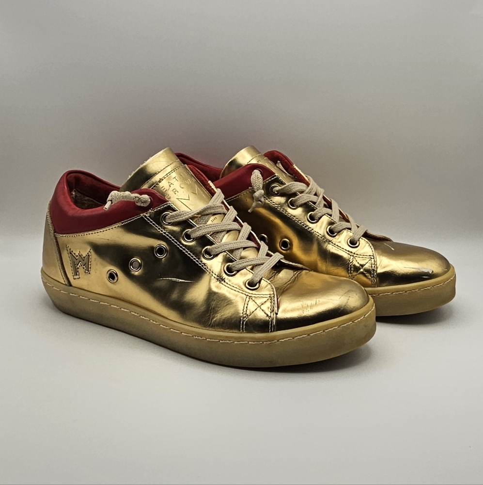 Leather Cown Gold Sneakers